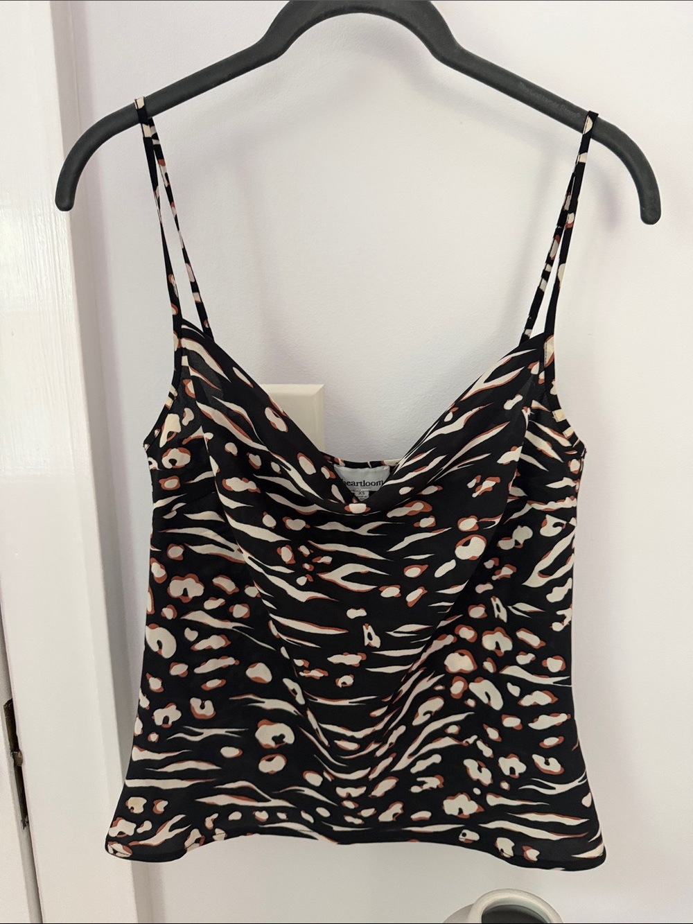 Heartloom Leopard-Print Cowl Neck Camisole - Black/Tan/Cream